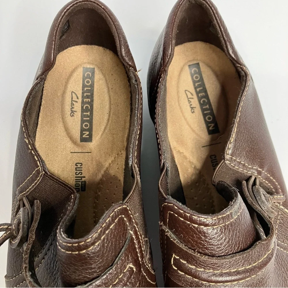 Clarks Cheyn Madi brown leather‎ slip on shoes size 10